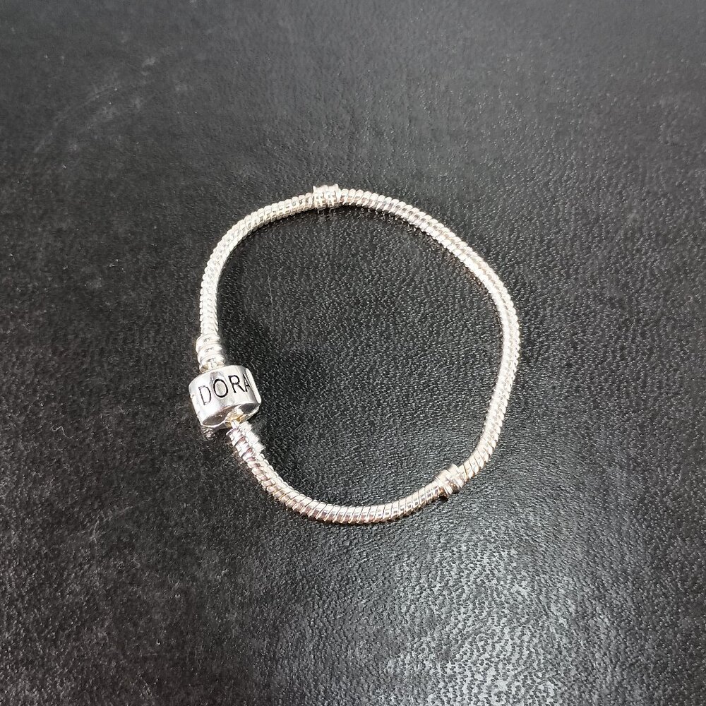 Authentic 925 Pandora Sterling Silver Barrel Clasp Charm Bracelet Size 6.5"